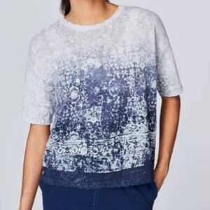 🆕J. Jill pureJill Blue/White Ombré Linen Blend Convertible Cardigan Sweater SZ L